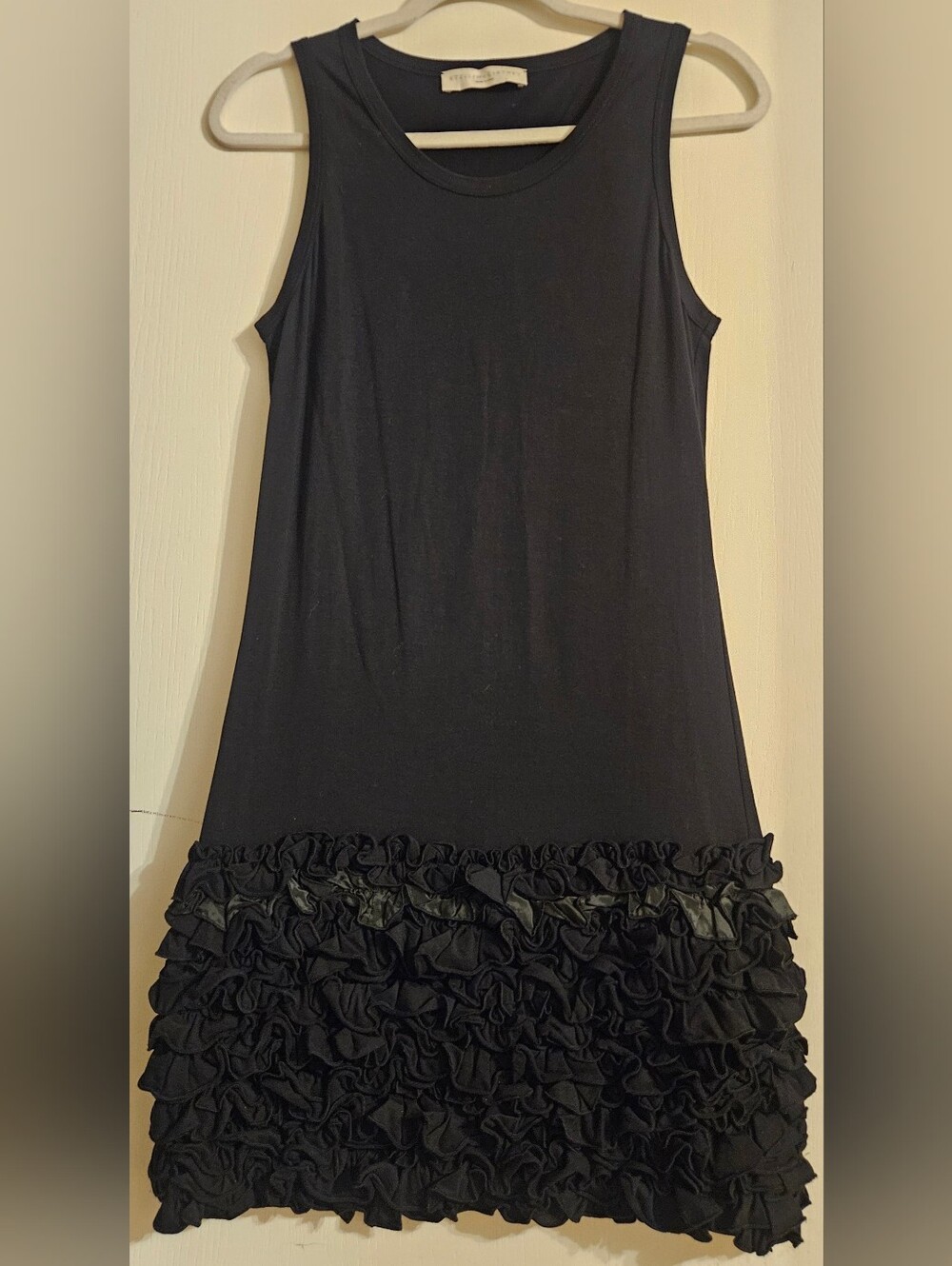 Stella McCartney Black Ruffle Dress Size 42 Made in Italy Cotton